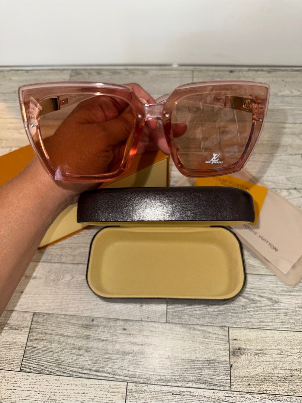 New Designer inspired Translucent Pink Square Sunglasses